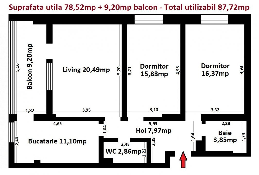 Piata Muncii – Bd. Decebal - 3 camere 88mp + garaj subteran