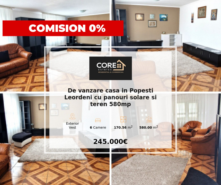 De vanzare casa in Popesti Leordeni cu panouri solare si teren 580mp