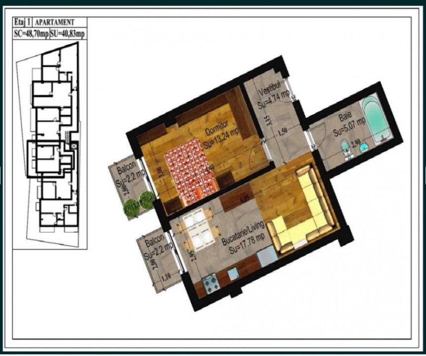 Vanzare apartament 2 camere Traian