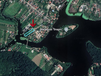 Teren Manastirea Snagov. Deschidere lac 22 m. Front stradal 30 metri. 