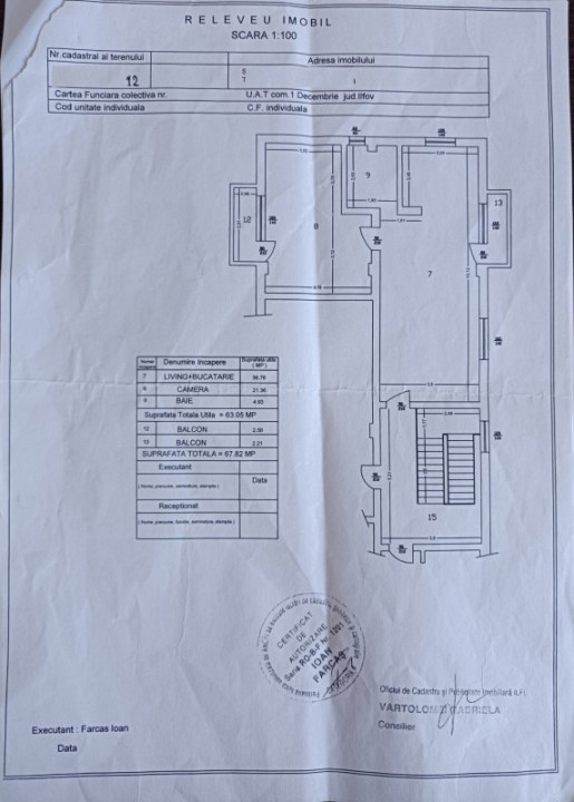 Apartament 2 camere, Comuna 1 Decembrie ILFOV