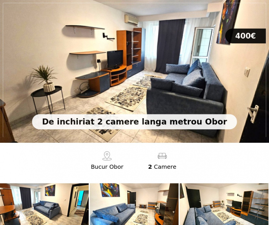 De inchiriat 2 camere la metrou Obor - str Luncsoara