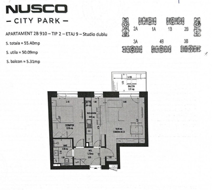 APARTAMENT 2 CAMERE | NUSCO CITY | 55 MP | FAZA 2 | IUNIE 2026