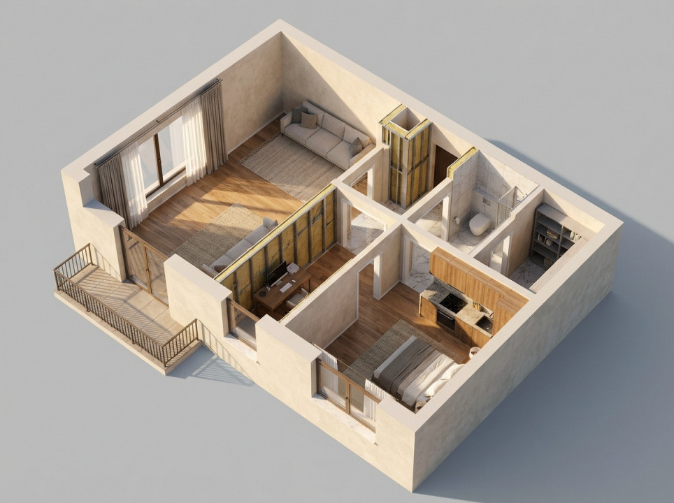 De vanzare 2 camere Lujerului - Ale Cetatuia(centrala proprie)