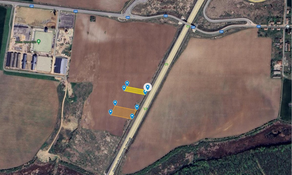 Teren intravilan 6700 mp (2200 mp si 4500 mp) cu deschidere la autostrada A3!