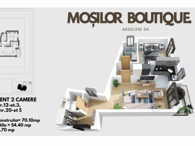 Mosilor, apartament cu 2 bai 