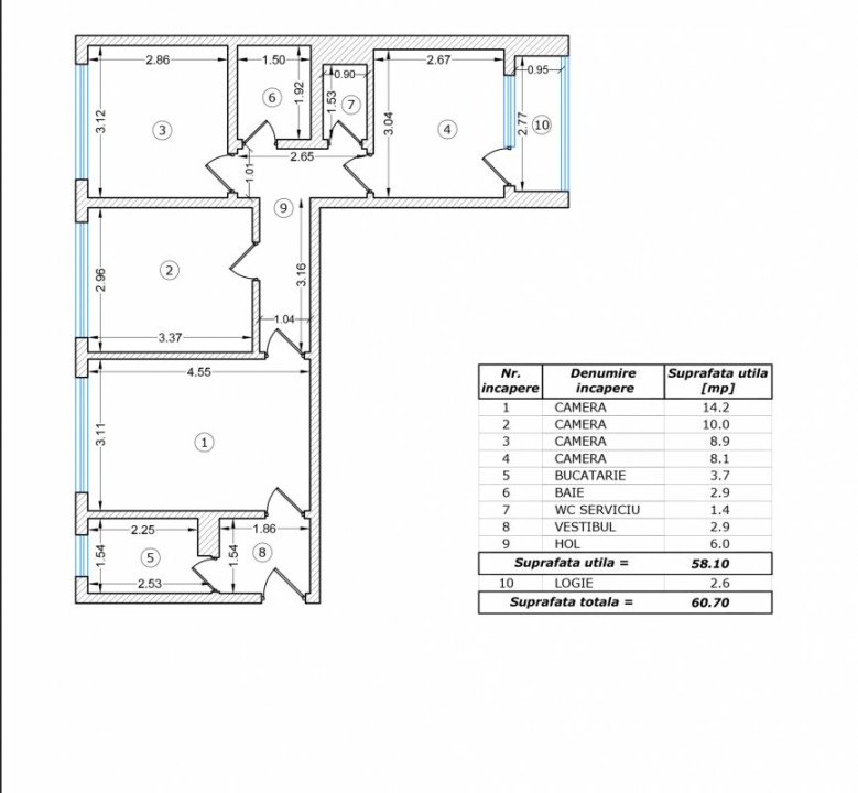 Apusului-Lacul Zanoaga nr.33-61 mp-4 camere-vedere mixta