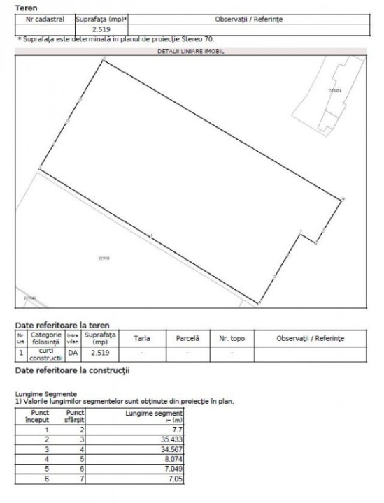 Teren 2519 MP - Deschidere 34 MP •  Sector 5 - Salaj •  Documentatie Verificata
