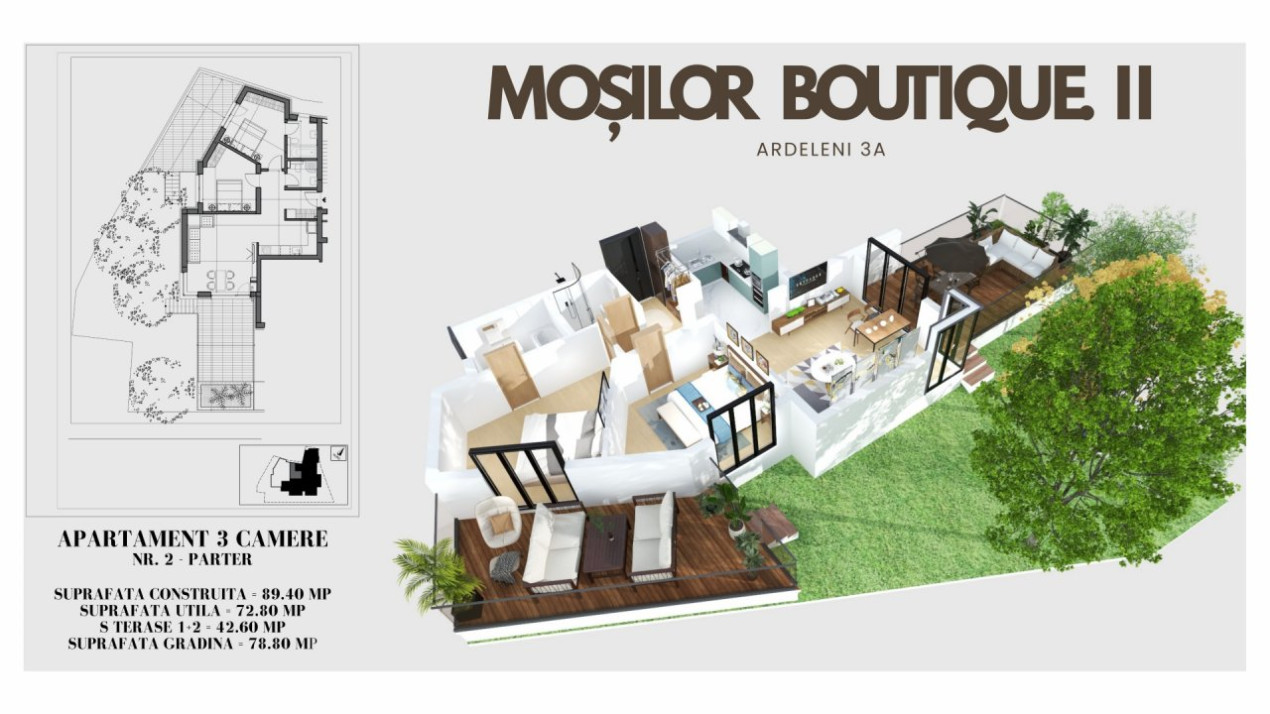 Dacia-Mosilor 3 camere, gradina proprie