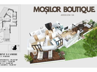 Dacia-Mosilor 3 camere, gradina proprie