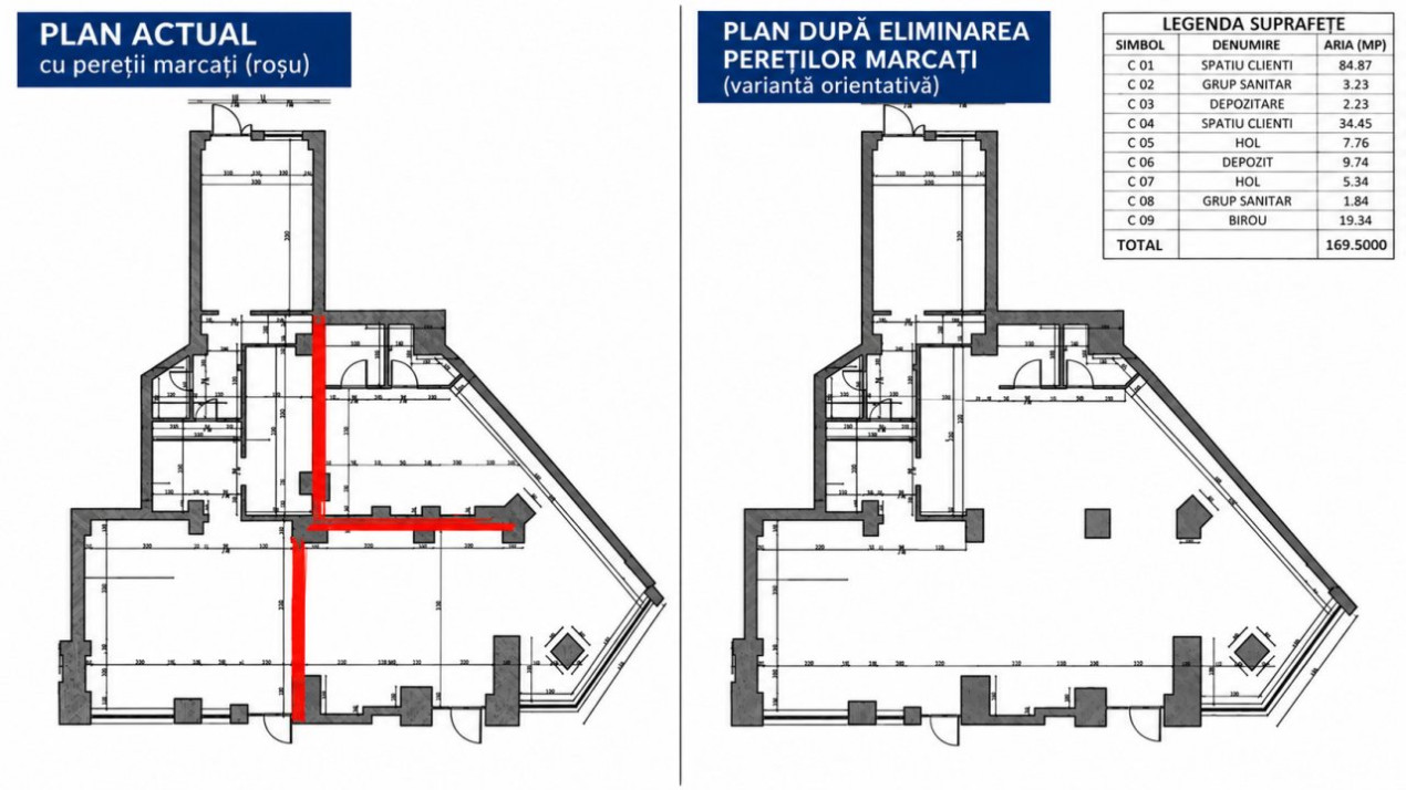 Spatiu comercial de inchiriat | 170 mp | Aviatiei – Metrou Aurel Vlaicu 