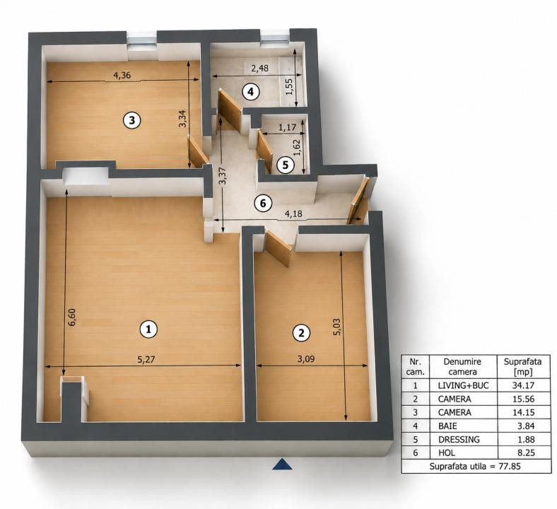 Ai nevoie de mai mult spațiu? 77,85 mp, 3 camere, Gorjului