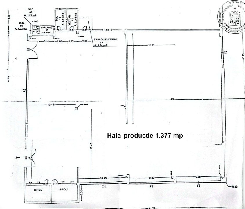 Hala 1.377 mp si birouri 288 mp - productie sau depozitare - central Bucuresti