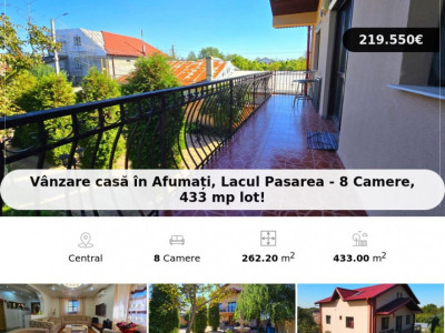 Vânzare casă în Afumați, Lacul Pasarea - 8 Camere, 433 mp lot!