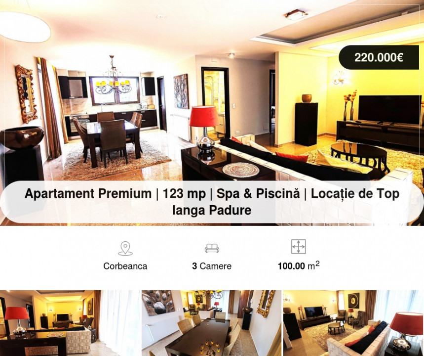 Apartament Premium | 123 mp | Spa & Piscină | Locație de Top langa Padure 