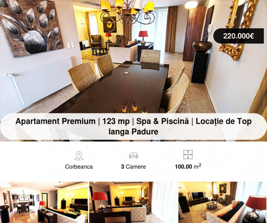 Apartament Premium | 123 mp | Spa & Piscină | Locație de Top langa Padure 