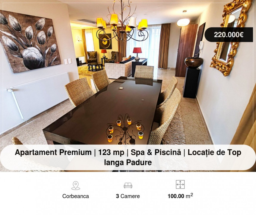 Apartament Premium | 123 mp | Spa & Piscină | Locație de Top langa Padure 