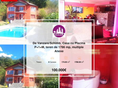  Casa cu Piscina P+1+M, teren de 1786 mp, multiple facilitati, Vanzare/Schimb,