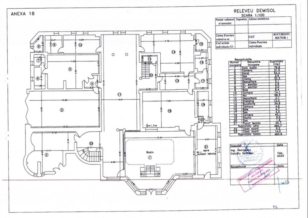 Vilă 14 camere, 1.357 mp, teren 3.718 mp, piscină, teren tenis, grădină superbă
